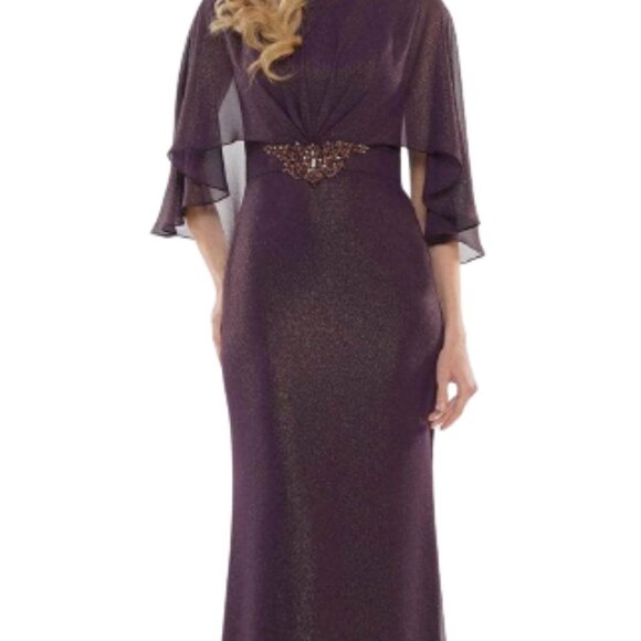 NWT Marsoni by Colors MV1130 Chiffon Mother of the Bride Dress Eggplant Size 18 - Picture 2 of 8